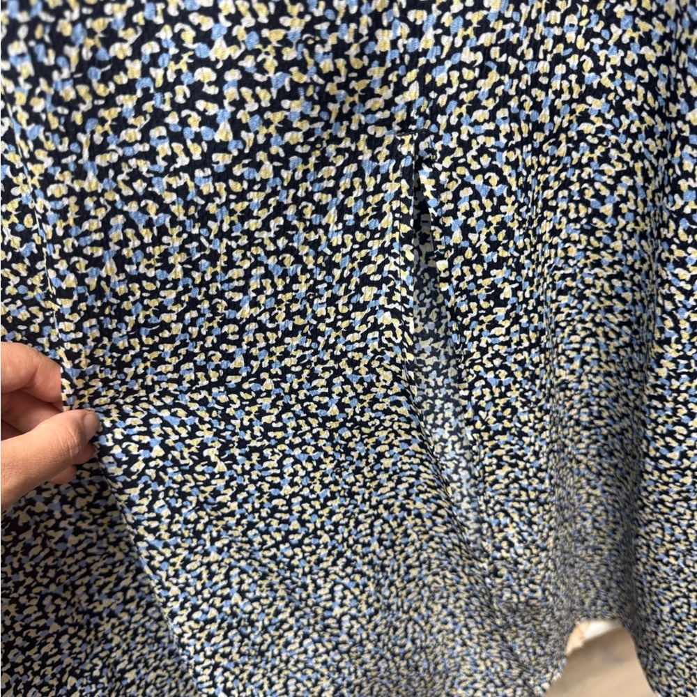 H&M Floral Long Sleeve Dress - Blue and Cream